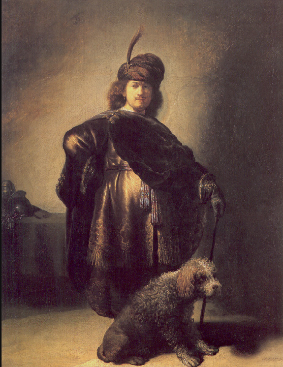Rembrandt poodle painting-1600s-selfportrait